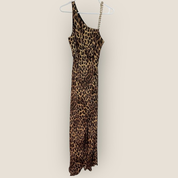 Alice + Olivia | Harmony Leopard Print One Shoulder Slip Dress | Size 2 - Picture 7 of 8